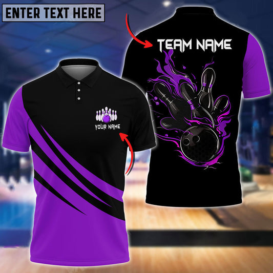 Frenzidea Bowling And Pins Basic Black Customized Name 3D Shirt (4 Colors)