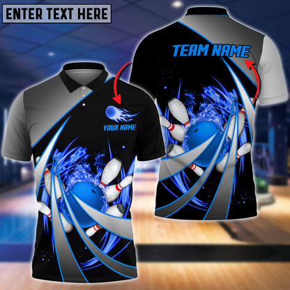 Frenzideas Flame Bowling And Pins Tornado Pattern Multicolor Customized Name 3D Shirt