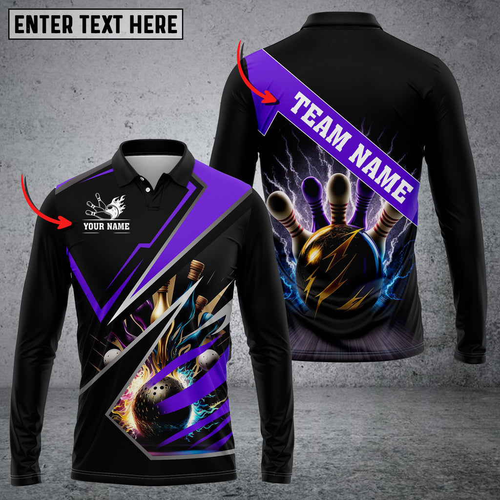 Frenzideas Bowling And Pins Premium Multicolor Customized Name 3D Shirt (6 Colors)