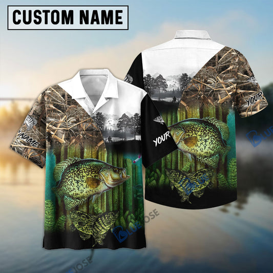 Frenzidea Crappie Fishing Camo Freshwater Fish Customize Name 3D Shirt
