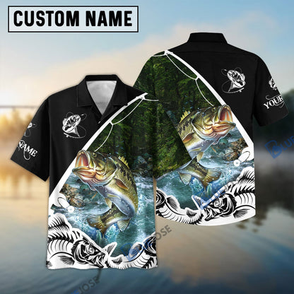 Frenzidea Bass Fishing Customize Name Long Sleeve Fishing 3D Shirt