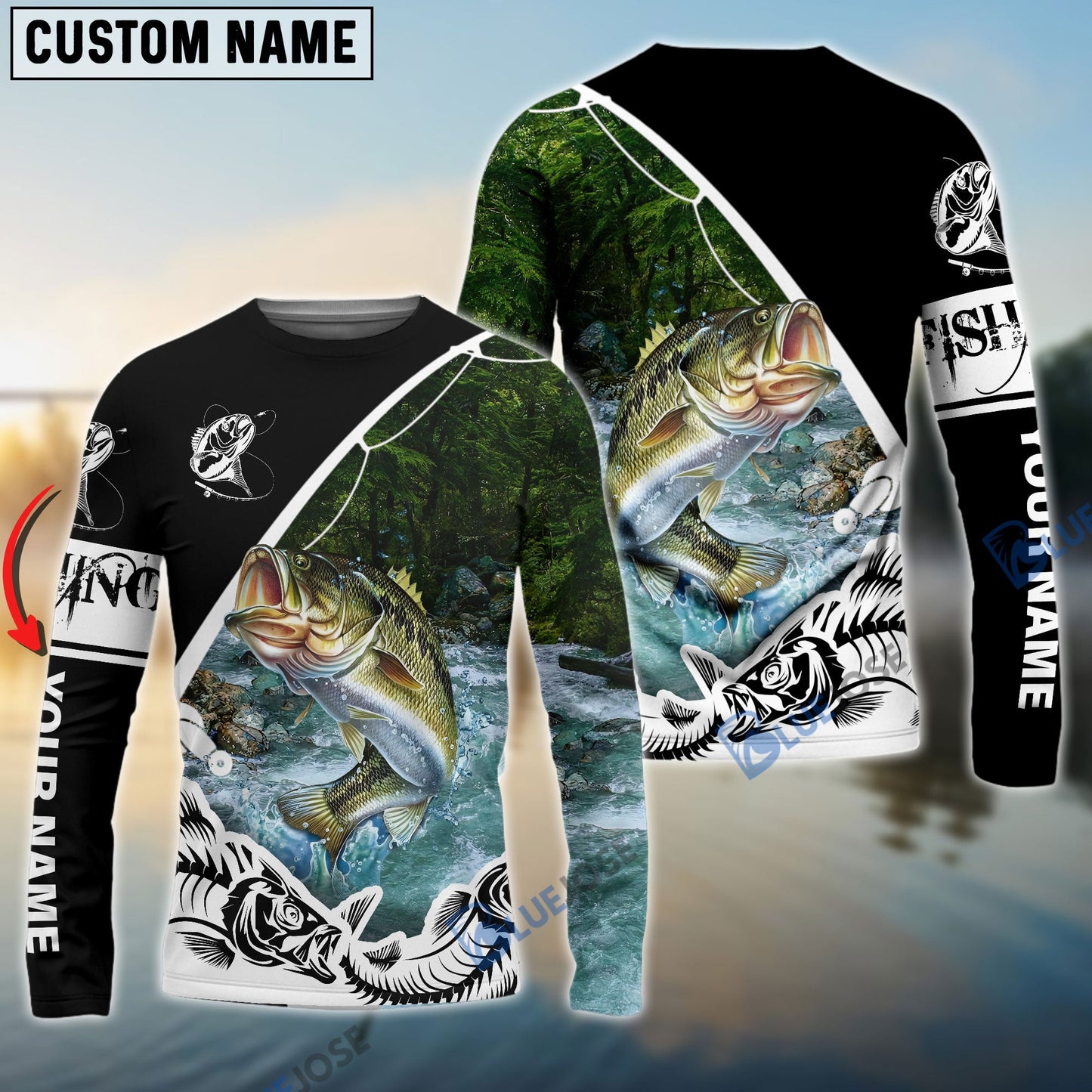 Frenzidea Bass Fishing Customize Name Long Sleeve Fishing Shirts