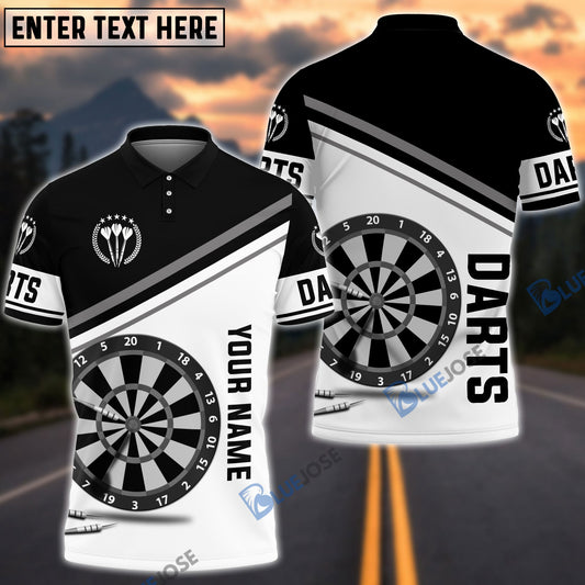 Frenzidea Darts Black White Stars Emblem Custom Polo Shirts