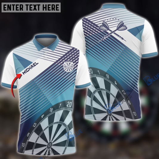 Frenzidea Darts Blue Geometric Pattern Custom Polo Shirts
