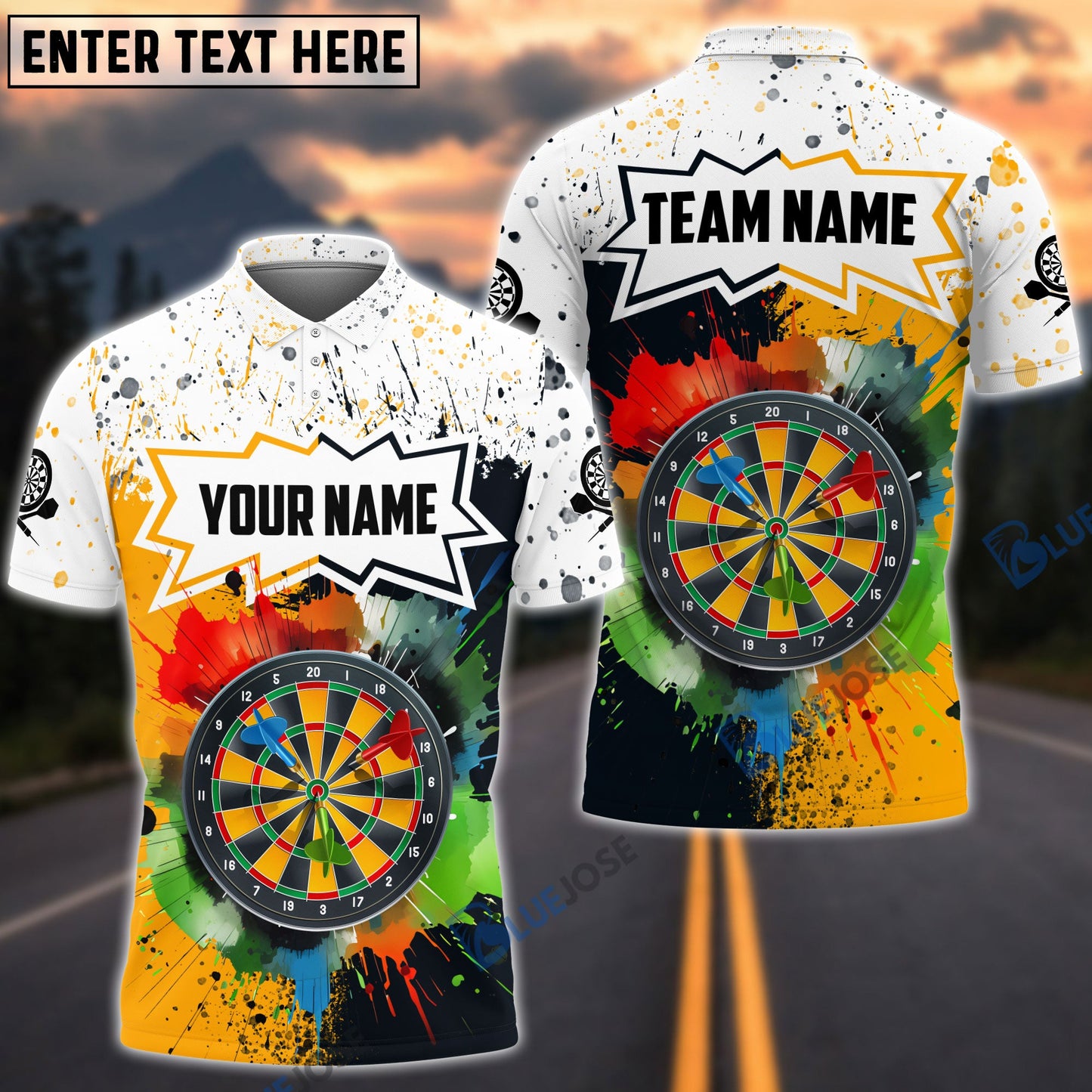 Frenzidea Black And Orange Darts Personalized Name, Team Name 3D Shirt