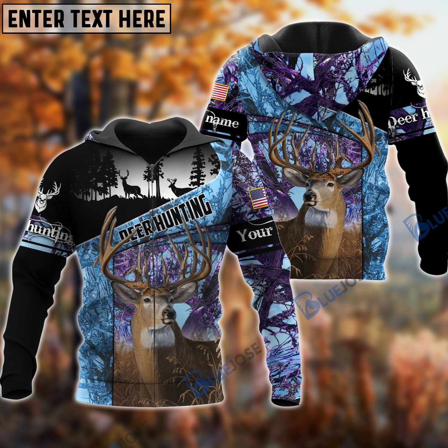 Frenzidea Personalized Name The Uniqe Deer Hunting Hoodie & Zip Hoodie  Multicolor