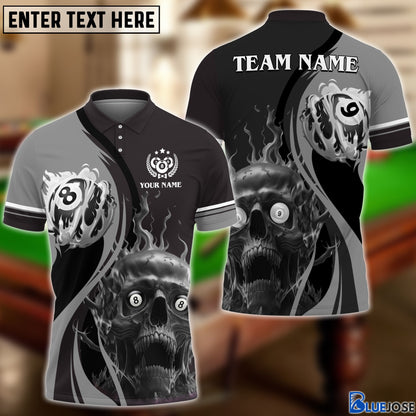 Frenzidea 8 And 9 Ball Skull Fire Personalized Name, Team Name Unisex Shirt