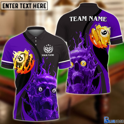 Frenzidea 8 And 9 Ball Skull Fire Personalized Name, Team Name Unisex Shirt