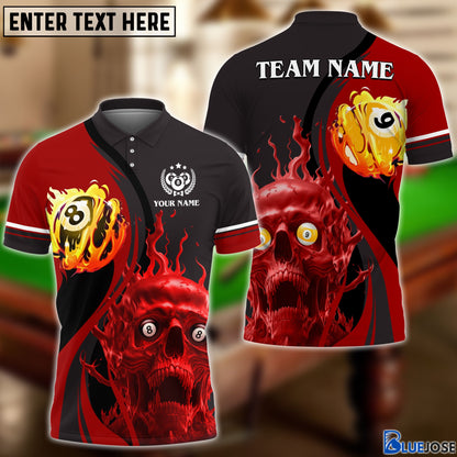 Frenzidea 8 And 9 Ball Skull Fire Personalized Name, Team Name Unisex Shirt