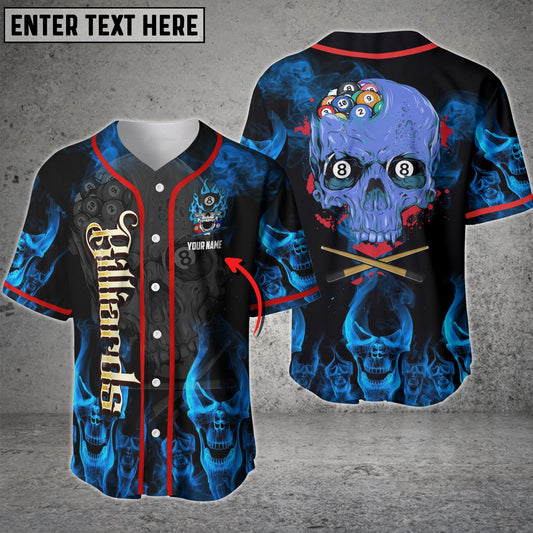 Frenzidea Personalized Billiard Ball Skull Baseball Jersey Shirt