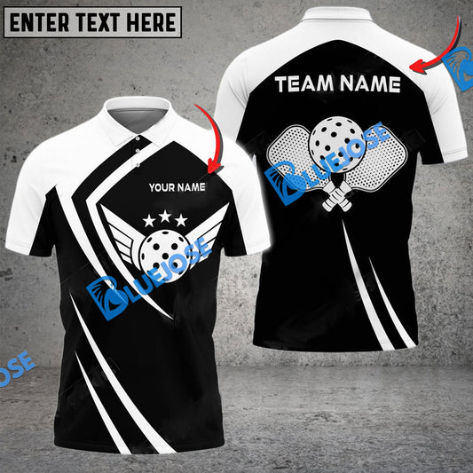 Frenzidea Pickleball Wings BnW Personalized Name, Team Name Unisex Shirt