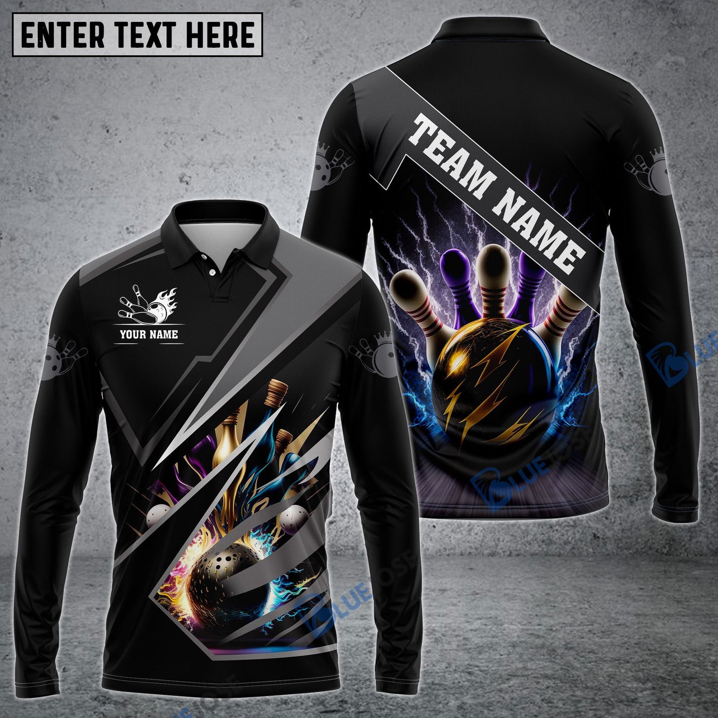 Frenzideas Bowling And Pins Premium Multicolor Customized Name 3D Shirt (6 Colors)