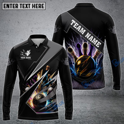 Frenzideas Bowling And Pins Premium Multicolor Customized Name 3D Shirt (6 Colors)