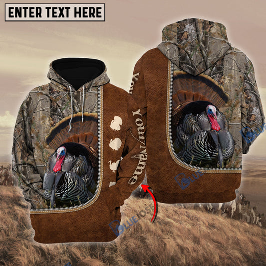 Frenzidea Personalized Name Turkey Happiness Hunting Pattern 3D Hoodie