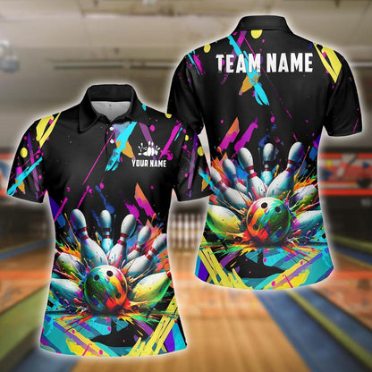 frenzideas Bowling Graffiti Splash Paint Customized Name, Team Name 3D Shirt