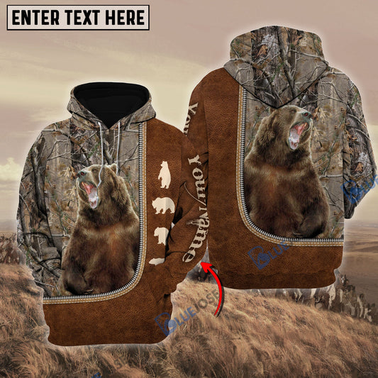 Frenzidea Personalized Name Bear Happiness Hunting Pattern 3D Hoodie