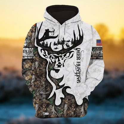 Frenzidea Personalized Camo Deer Hunting Hoodies All Over Print Multicolored