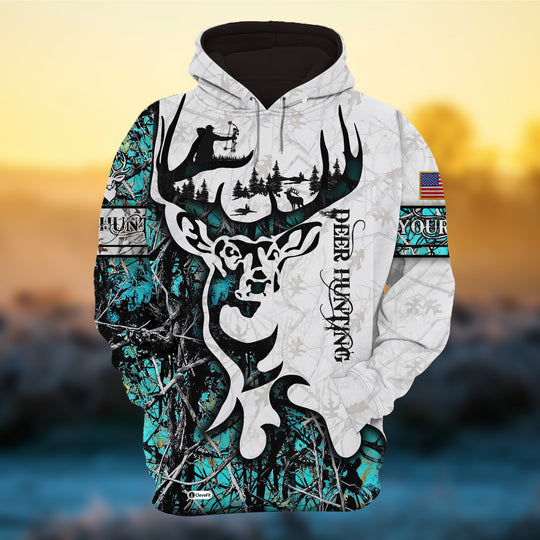 Frenzidea Personalized Camo Deer Hunting Hoodies All Over Print Multicolored