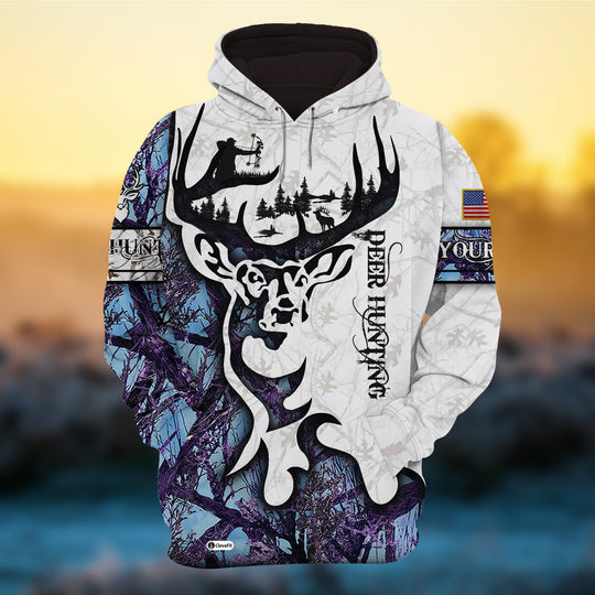 Frenzidea Personalized Camo Deer Hunting Hoodies All Over Print Multicolored