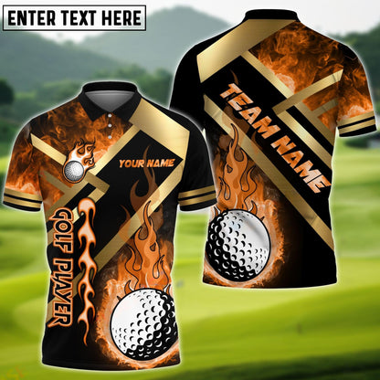 Frenzidea Golf Metal and Fire Customized Name, Team Name 3D Shirts (4 Colors)