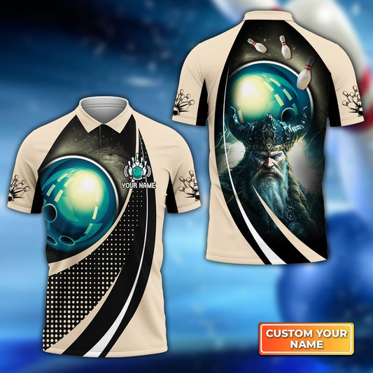 Frenzideas Viking Eagle Bowling Team Blue Bowling Ball Customized Name All Over Printed Shirt