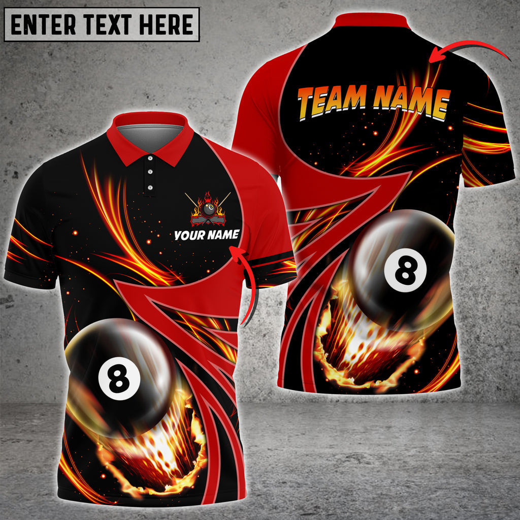 frenzidea Billiards Fire Colourful Personalized Name, Team Name 3D Shirts (3 Colors)