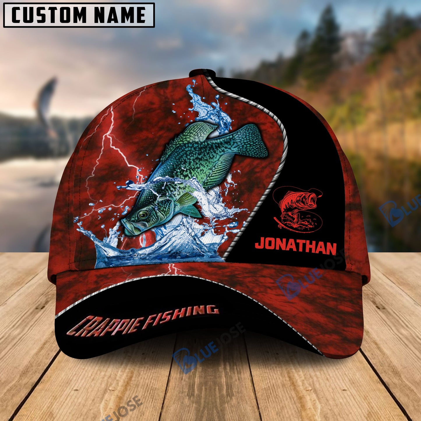 Frenzidea  Personalized Crappie Fishing Red Cap