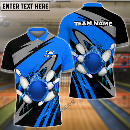 Frenzideas Vortex Bowling And Pins Customized Name, Team Name 3D Shirt (4 Colors)