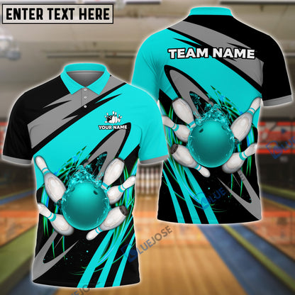 Frenzideas Vortex Bowling And Pins Customized Name, Team Name 3D Shirt (4 Colors)