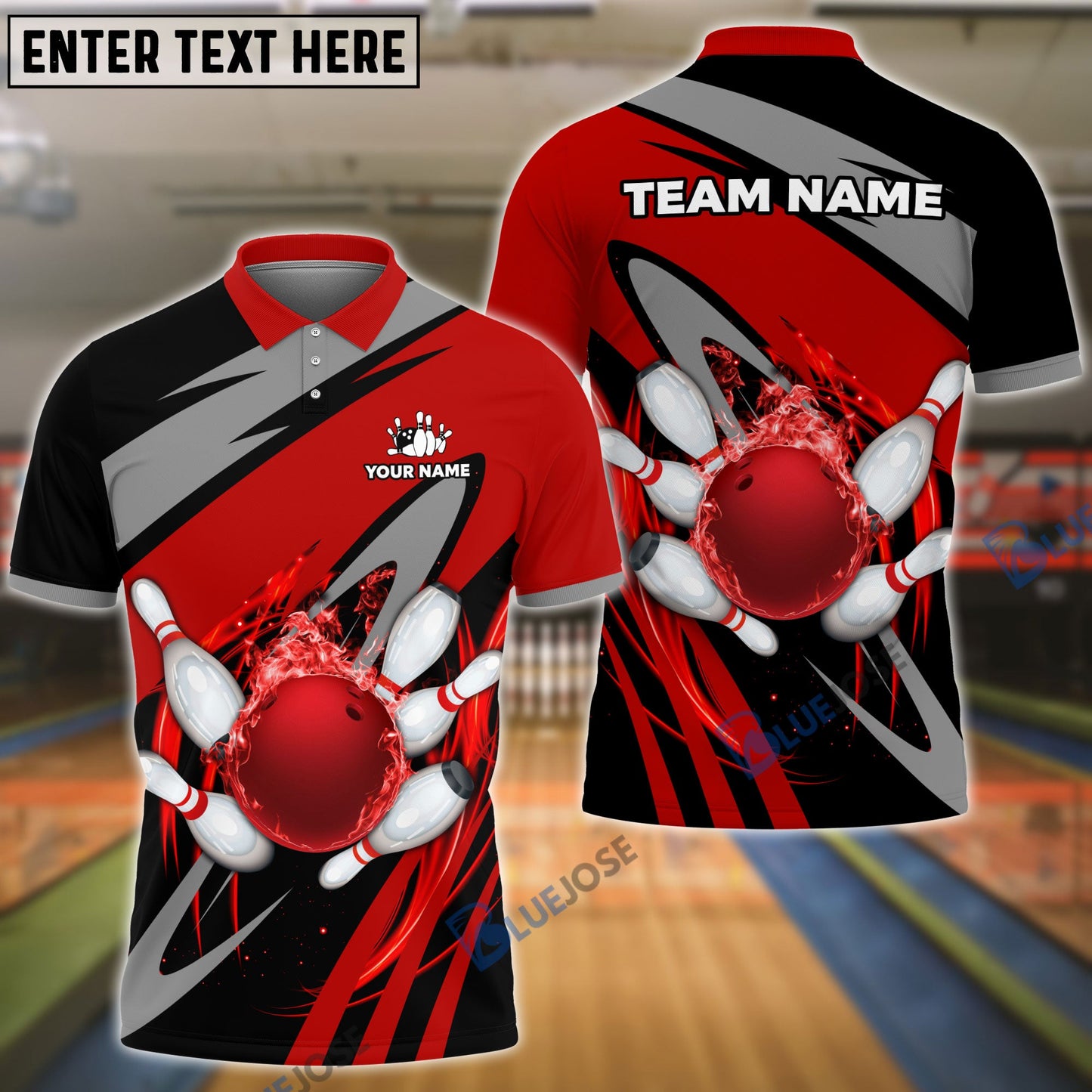 Frenzideas Vortex Bowling And Pins Customized Name, Team Name 3D Shirt (4 Colors)
