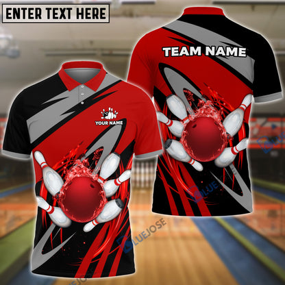 Frenzideas Vortex Bowling And Pins Customized Name, Team Name 3D Shirt (4 Colors)