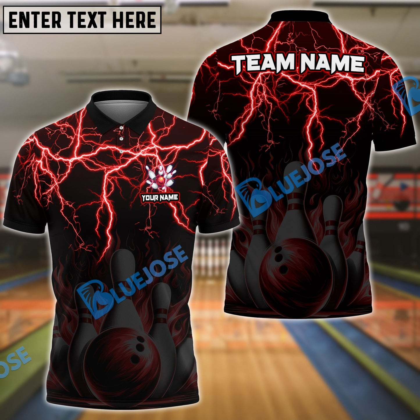 Frenzidea Bowling And Pins Thunder Storm Pattern Customized Name 3D Shirt (4 Colors)
