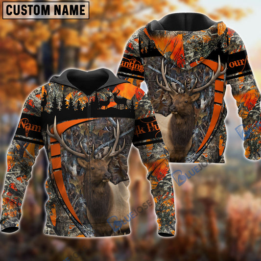 Frenzidea Personalized Name Elk Hunting Season Pattern 3D Shirts