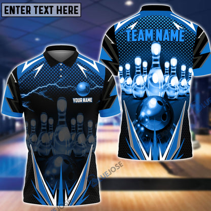 Frenzideas Thunder Bowling and Pins Multicolor Personalized Name Team Name 3D Shirt (6 Colors)