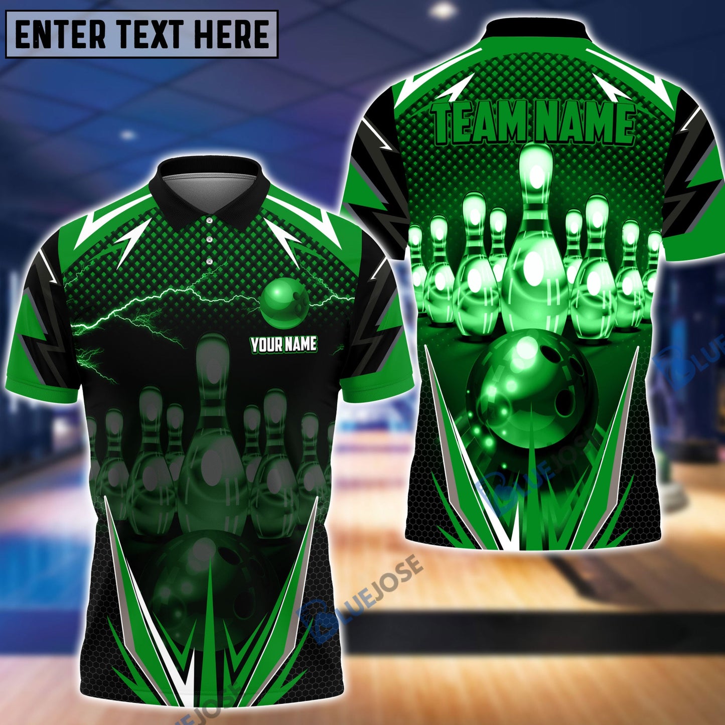 Frenzideas Thunder Bowling and Pins Multicolor Personalized Name Team Name 3D Shirt (6 Colors)