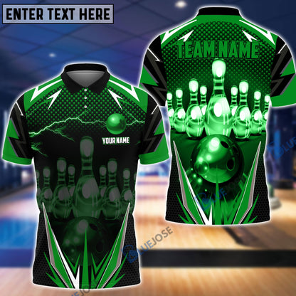 Frenzideas Thunder Bowling and Pins Multicolor Personalized Name Team Name 3D Shirt (6 Colors)