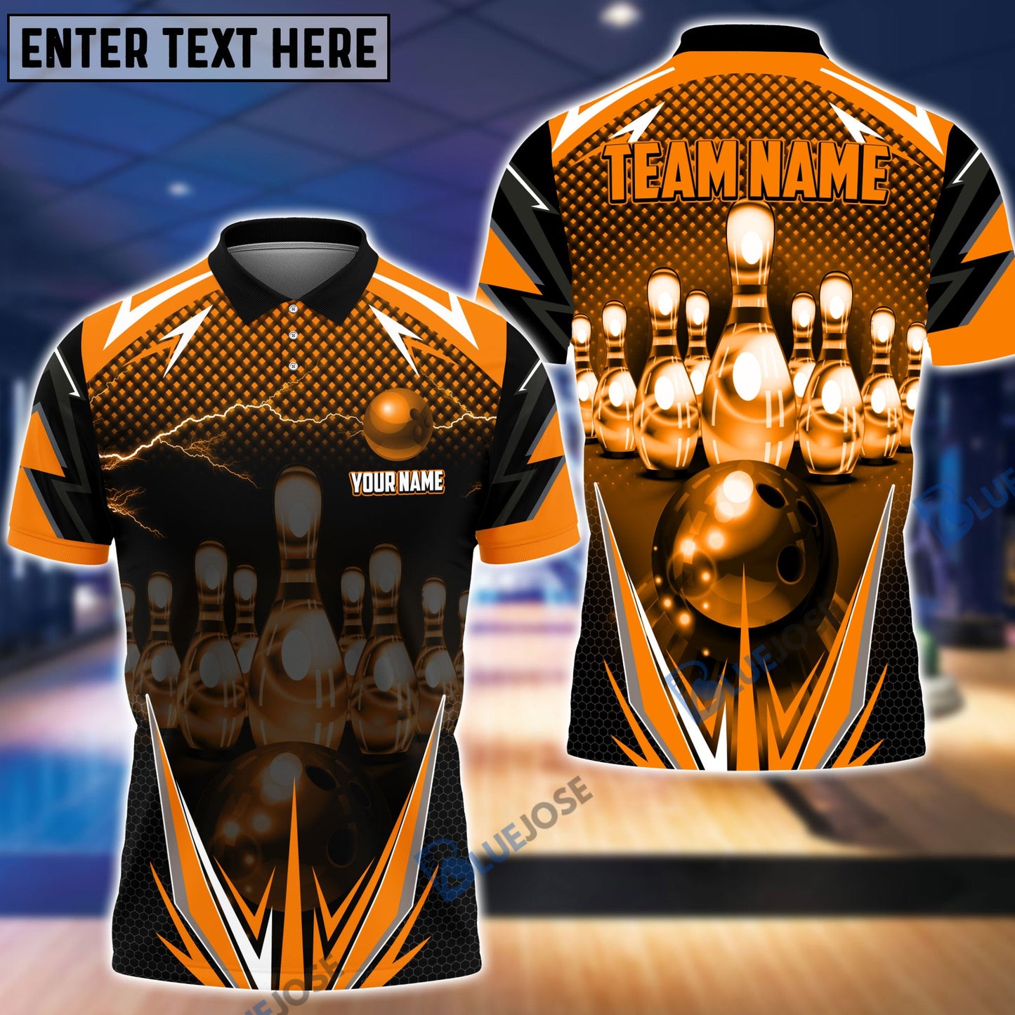Frenzideas Thunder Bowling and Pins Multicolor Personalized Name Team Name 3D Shirt (6 Colors)