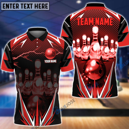Frenzideas Thunder Bowling and Pins Multicolor Personalized Name Team Name 3D Shirt (6 Colors)
