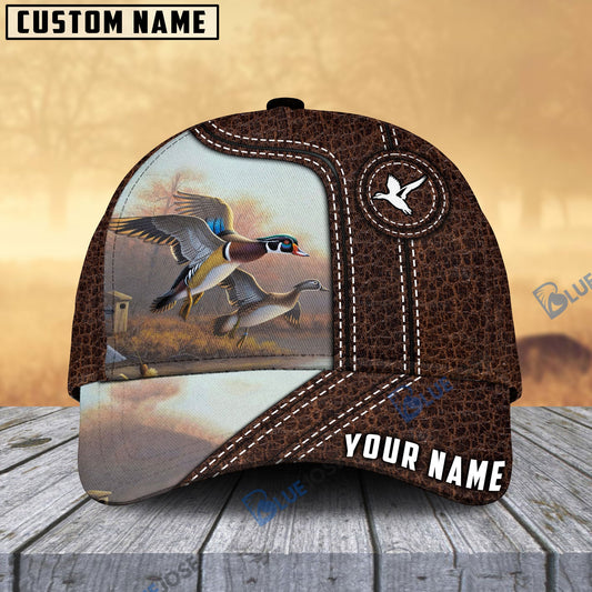 Frenzidea Duck Hunting Premium Leather Pattern Personalized Name Cap