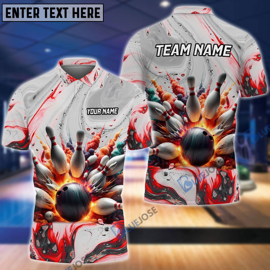frenzideas Broken Smoke Bowling And Pins Customized Name 3D Shirt