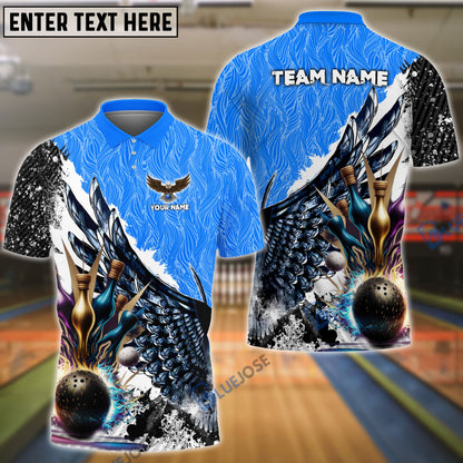 Frenzideas Wing Bowling And Pins Pattern Customized Name, Team Name 3D Shirt (4 Colors)