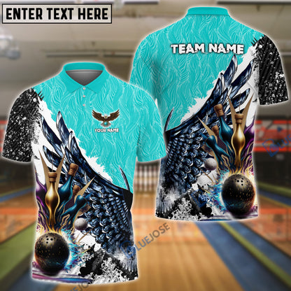 Frenzideas Wing Bowling And Pins Pattern Customized Name, Team Name 3D Shirt (4 Colors)