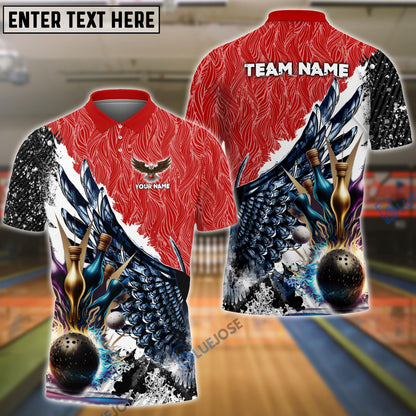 Frenzideas Wing Bowling And Pins Pattern Customized Name, Team Name 3D Shirt (4 Colors)