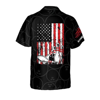 Frenzideas USA Flag Patriotic Button-Down Personalized Name Hawaiian Shirt