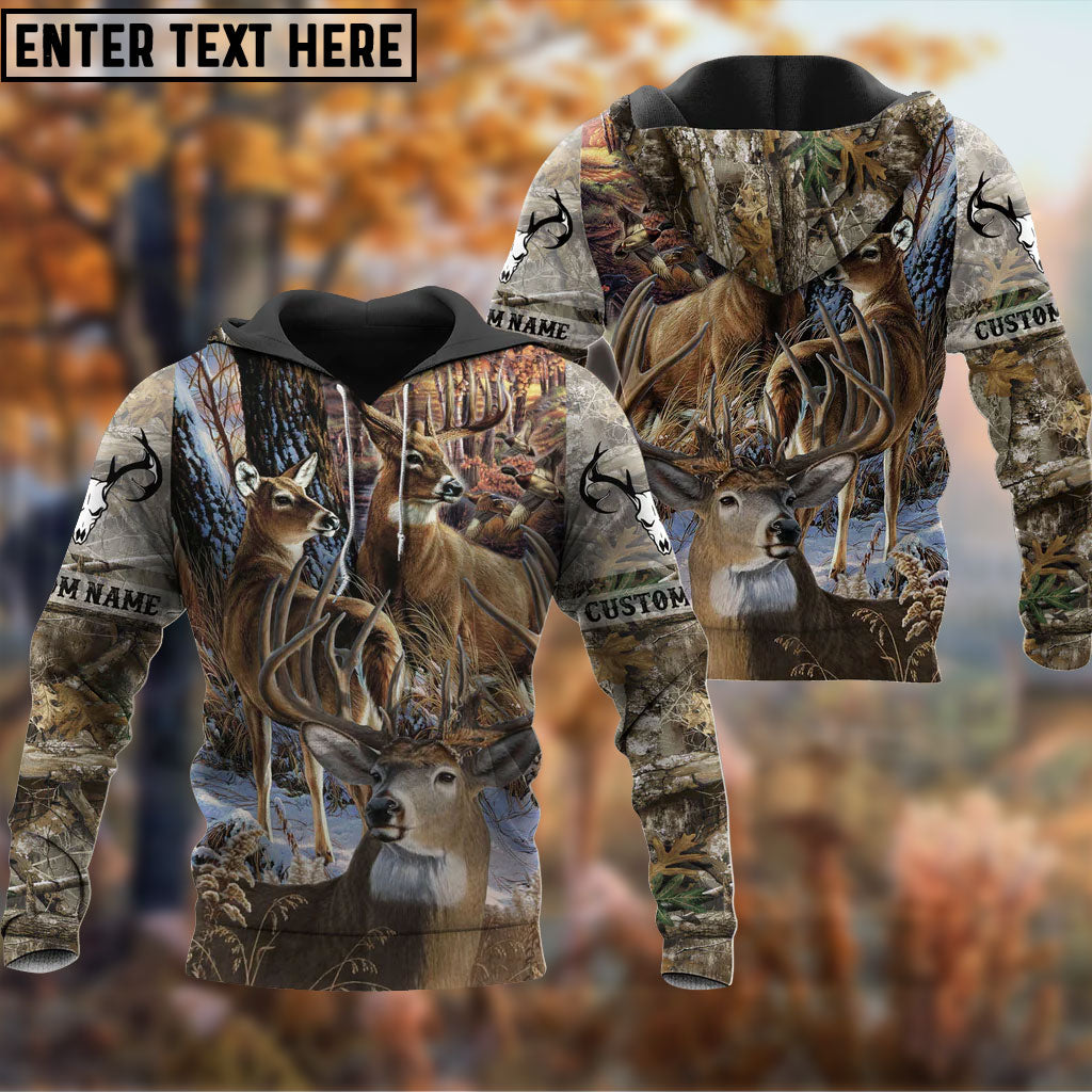 Frenzidea Custom Name Hunting Deer Autunm Style Shirt 3D Shirt