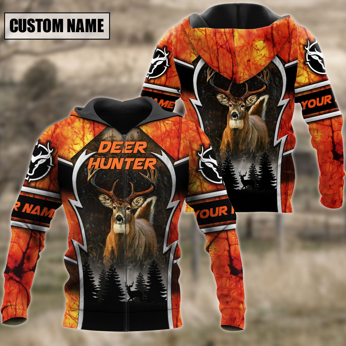 Frenzidea Personalized Deer Hunting Hunter Orange Camo 3D Shirts