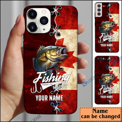 Frenzidea Bass Fishing Red Flag Personalized Name Phone Case (USA, CA, AU)
