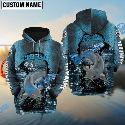 Frenzidea Catfish Fishing Light Blue Custom Long Sleeve Performance Fishing Long Sleeves