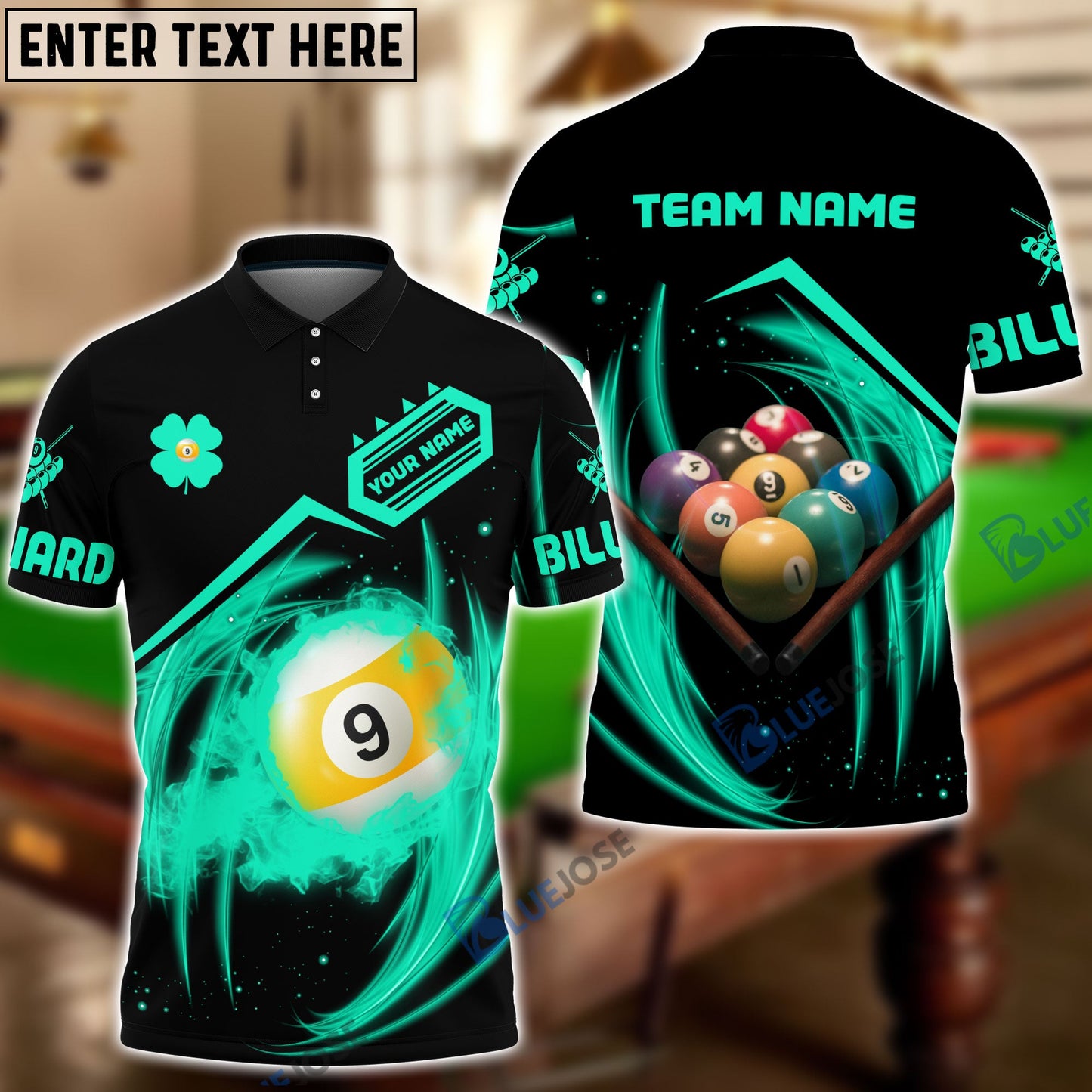 Frenzidea 9-Ball Four Leaf Clover Personalized 3D Shirt