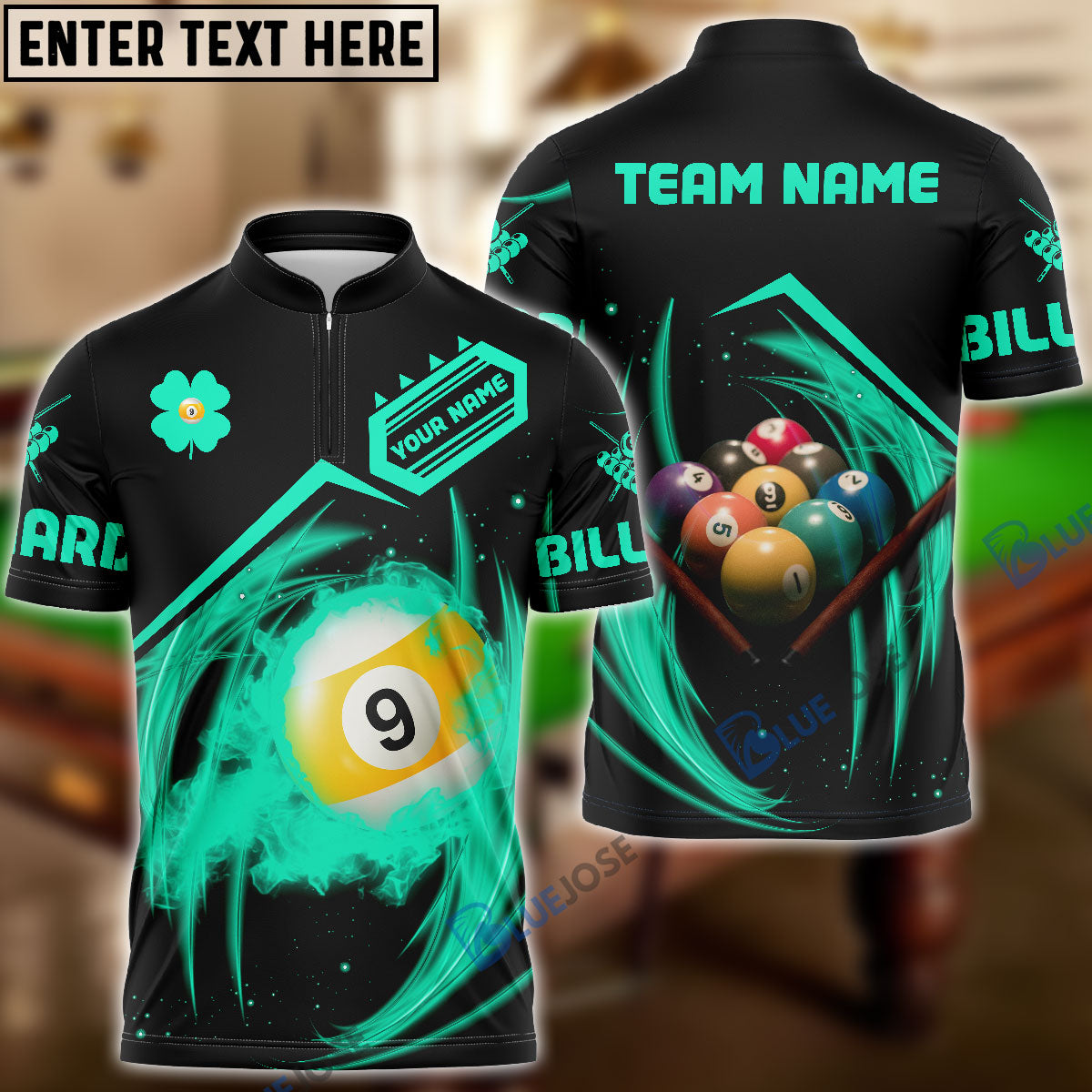 Frenzidea 9-Ball Four Leaf Clover Personalized 3D Shirt